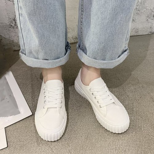 2020 Spring Autumn Casual White Sneakers Women Help Low Classic flat Canvas Shoes Lace up Summer Walking Flats Vacation shoes
