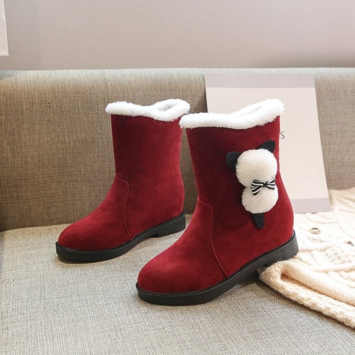 Felt Boots 2020 Autumn and Winter New Snow Boots Ladies Warm Red Princess Snow Boots Christmas Shoes Women