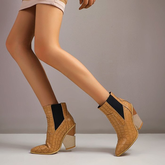 Leather Ankle Boots Pointed Toe Wedges Cowboy Boots Shoes Short Boots
