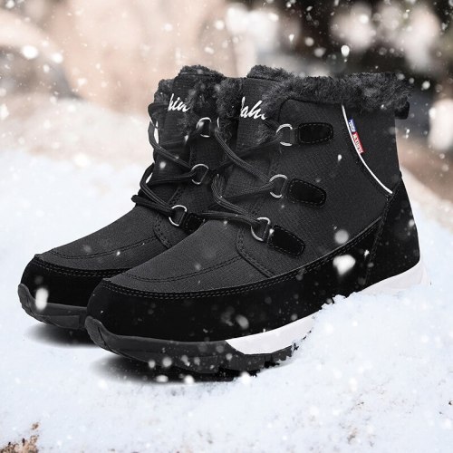 leather waterproof non-slip boots women thick plush winter warm snow boots woman cotton padded platform shoes 42
