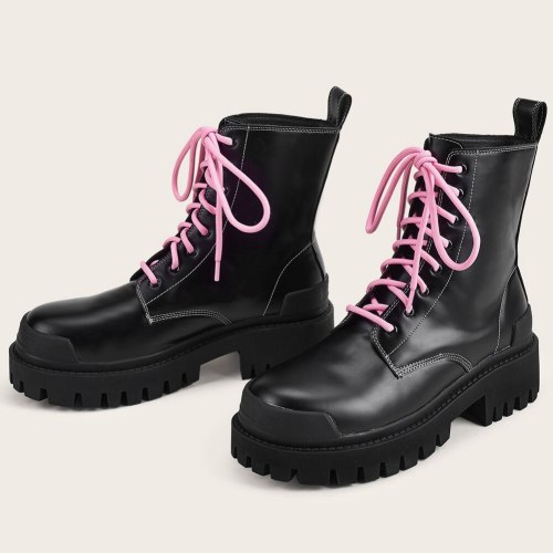 Fashionable Brand New Rubber Sole  Hot Sale Shoelaces Women Shoes Motorcycles Boots Female Footwear