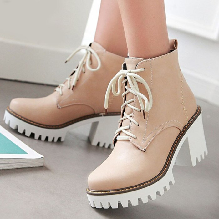 Square High Heels Female Ankle Boots Leisure Platform Women Shoes