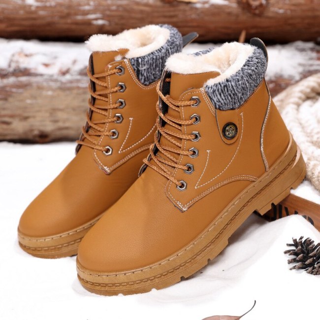 Winter Fur Warm Male Boots for Men Casual Shoes Work Adult Walking Footwear Sneakers