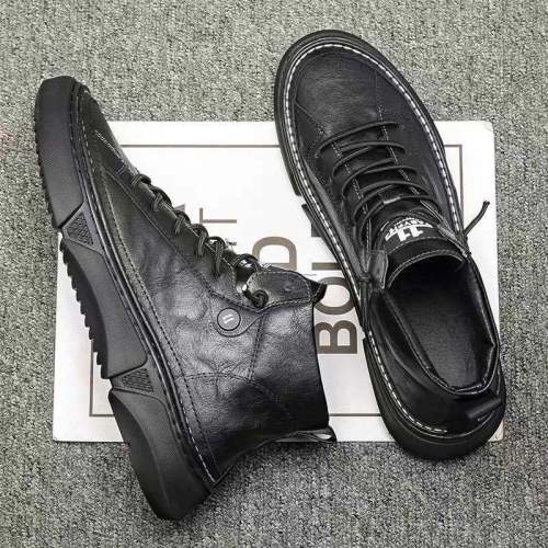 Men Leather Boots Winter Plush Fashion Man Rubber Ankle Boots