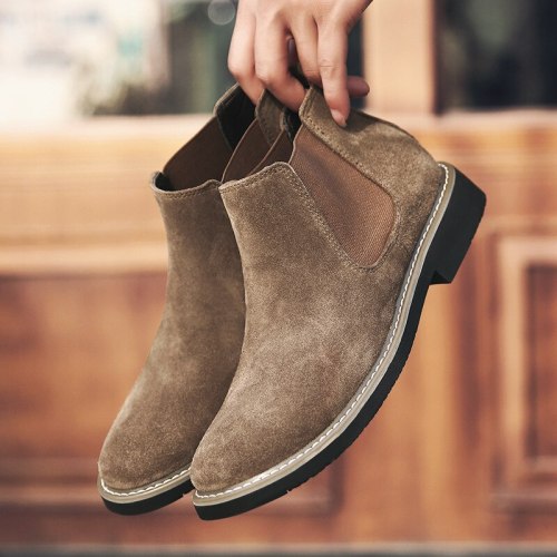 Mens Fashion Genuine Leather Boots Men Suede Ankle Boots
