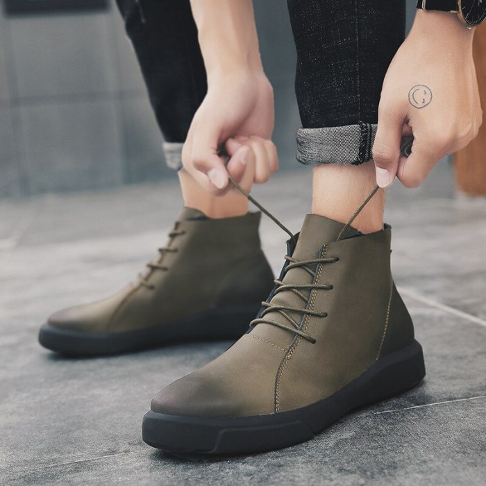 Mens outdoor Ankle Boots High-top fashion Walking Shoes