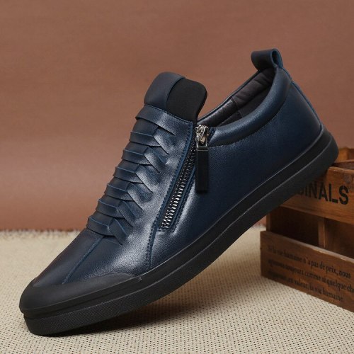 Warm Plush Shoes Fashion Boots Zipper Male Ankle Boots Black Shoes