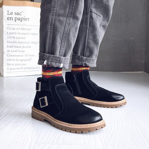 Boots Ankle Fashion Men's Leather Warm boots men