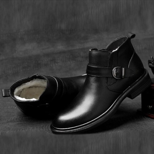 Men Boots Genuine Leather Plush for Cold Winter Ankle Boots