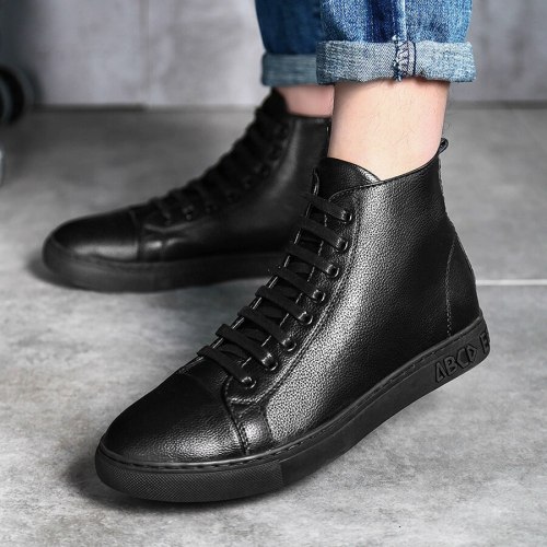 Men Business Casual Boots Leather Fashion Ankle Boots Flat Outdoor Shoes