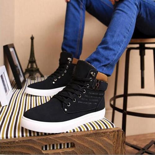 Men's shoes Lace-Up Men Canvas Shoes Ankle Boots Fashion Shoes Flats Footwear