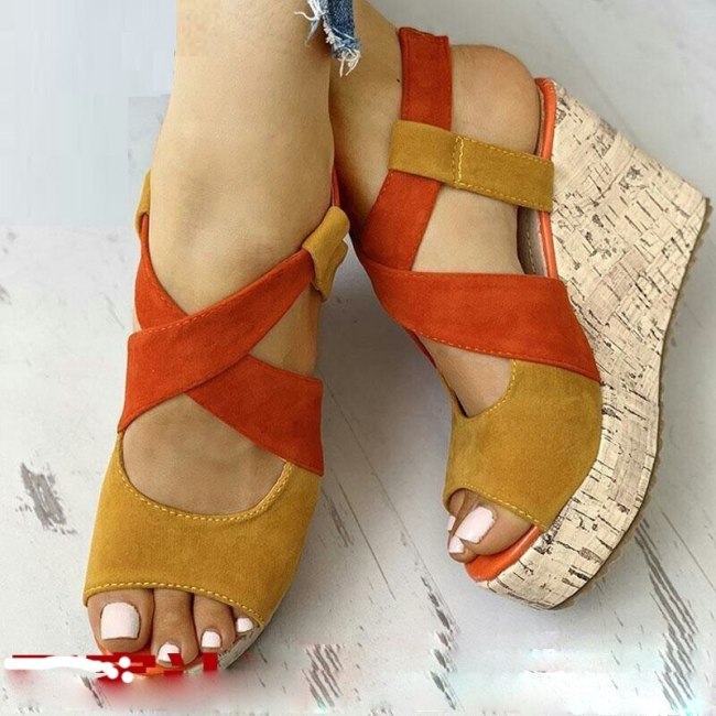Wedges Sandals Women High Heels  Mixed Colors Cross Female Sandals