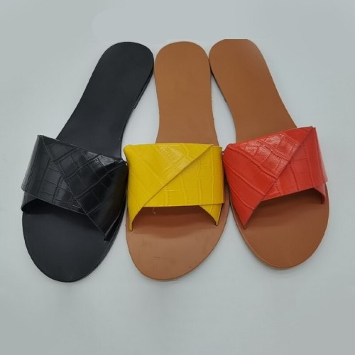 Women Slippers Toe Flat Casual Slides Candy Color Shoes
