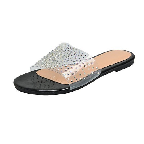 Women Crystal Flat Slippers Female Sexy Open Toe Jelly Shoes