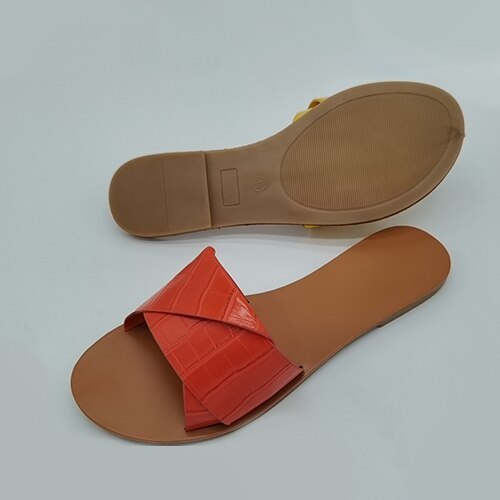 Women Slippers Toe Flat Casual Slides Candy Color Shoes