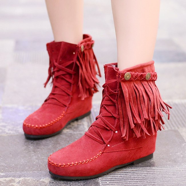 Increase Shoelaces Vintage Winter Shoes Women Tassels Boots Female