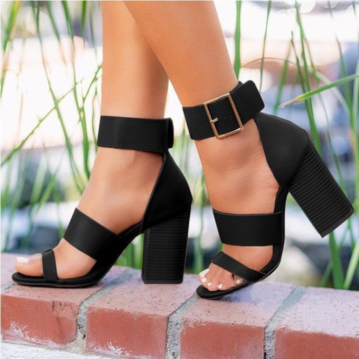 Women's Sandals High Heels Woman Classic Ankle Buckle Strap Ladies Shoes