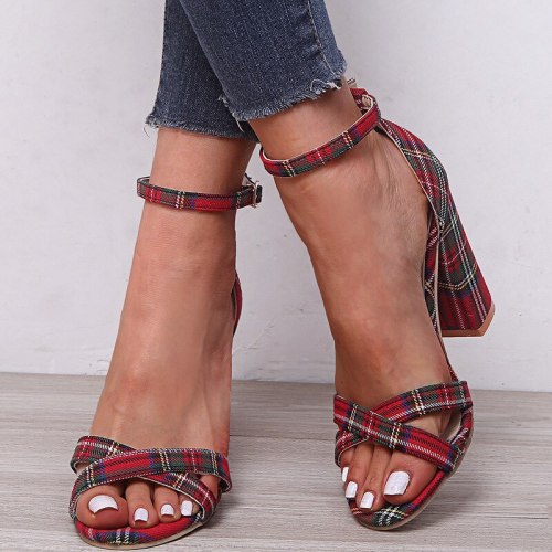 Women Shoes Block Heels Women Suede Buckle Party Sandalias