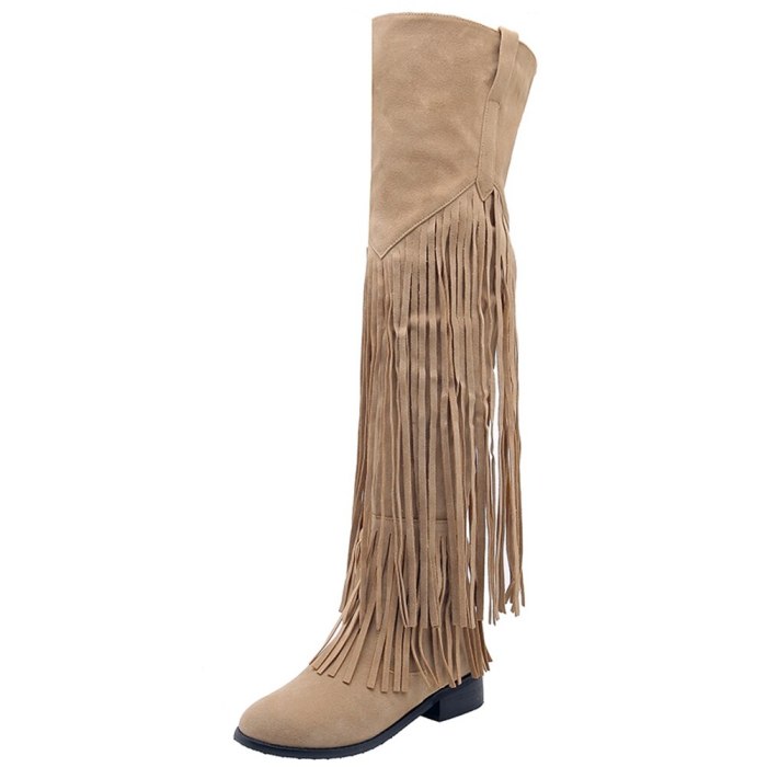 Vintage Fringes Winter Shoes Women Over The Knee Tassels Boots Female