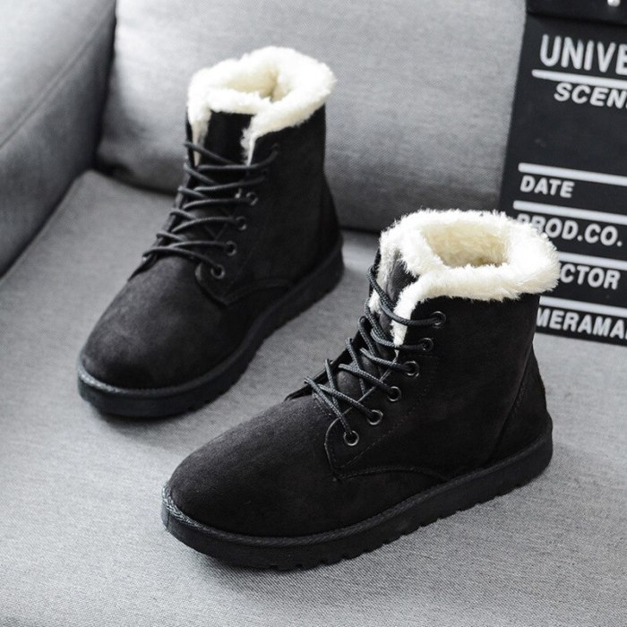 Winter Warm Thicken Fur Snow Boots Comfortable Female Ankle Boots