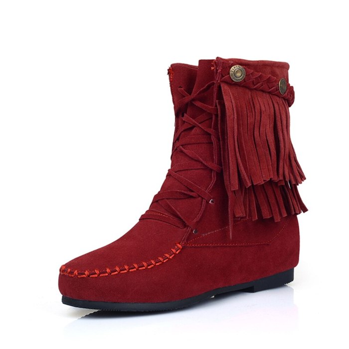 Increase Shoelaces Vintage Winter Shoes Women Tassels Boots Female