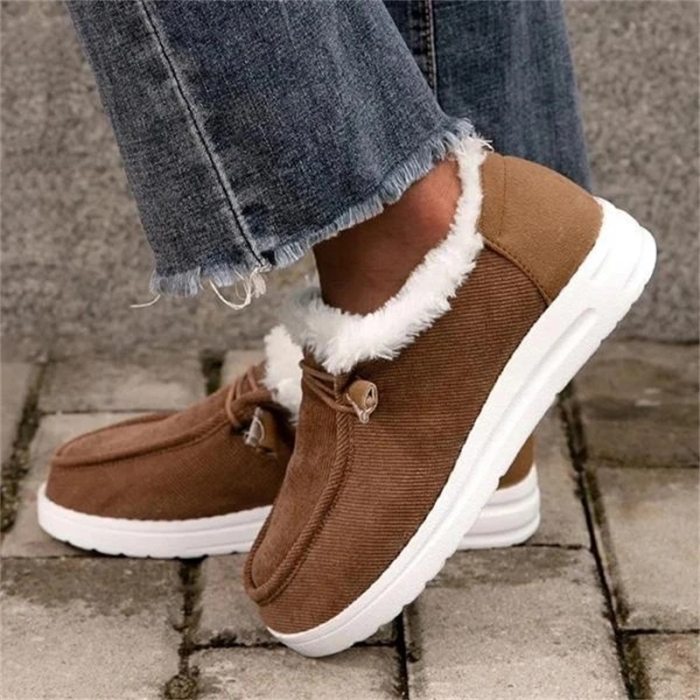 Women Boots Winter Warm Plush Cotton Velvet Snow Flat Heel Shoes