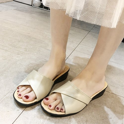 New Fashion Women Slip-On Wedges Open Toe Non-Slip Women Shoes