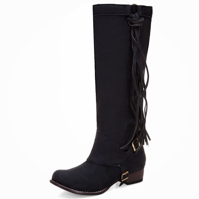 Heels Women Shoes Vintage Riding BOOT Winter Fringes Boots Female