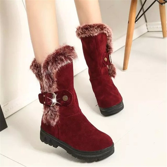 New Fashion Zipper Snow Boots Shoes Thigh High Suede  Mid-Calf Boots
