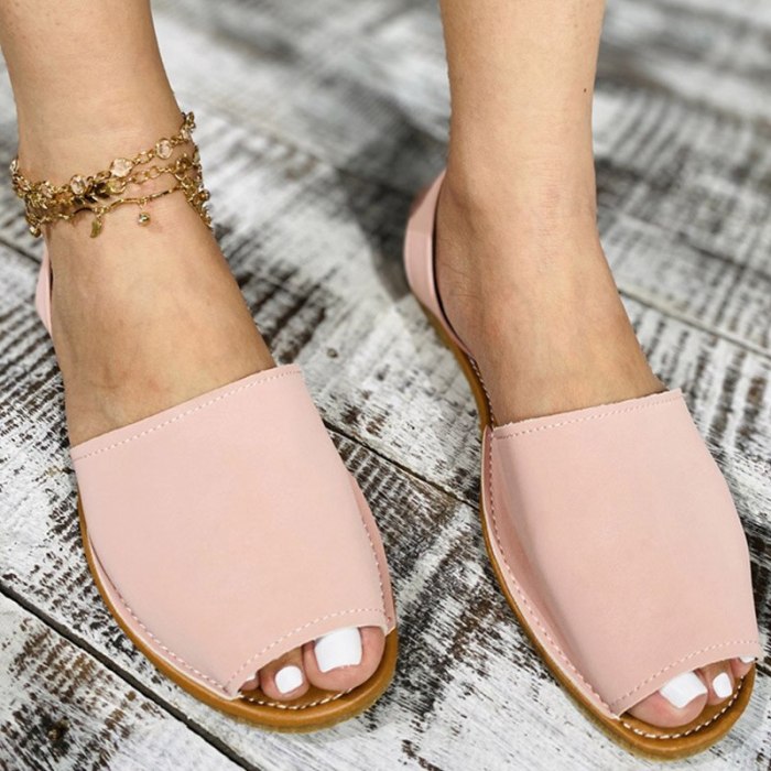 Summer Sandals Women Flats Female Casual Peep Toe Shoes PU