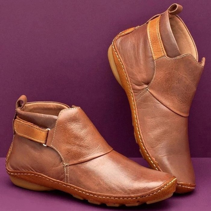 Women Retro Flat Ankle Boots Female Shoes Ladies Solid Women's Boots Footwear