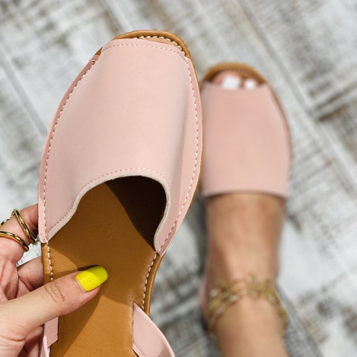 Summer Sandals Women Flats Female Casual Peep Toe Shoes PU