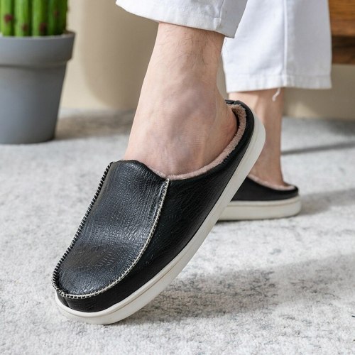 Women Slippers Warm Indoor Ladies Fashion Shoes Home Shoe PU Leather Casual Flats Female