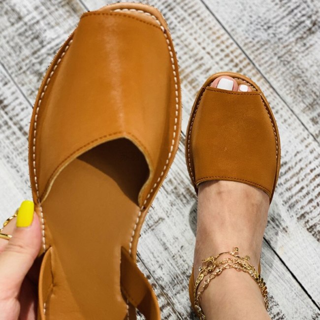 Summer Sandals Women Flats Female Casual Peep Toe Shoes PU
