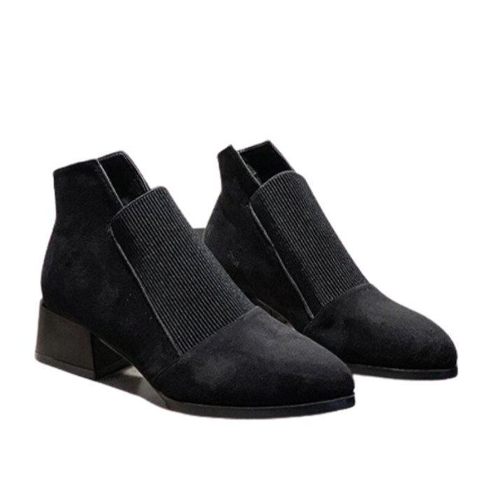 Women Ankle Boots Ladies slip on Elegant Shoes Chunky Heels Female Casual Boots