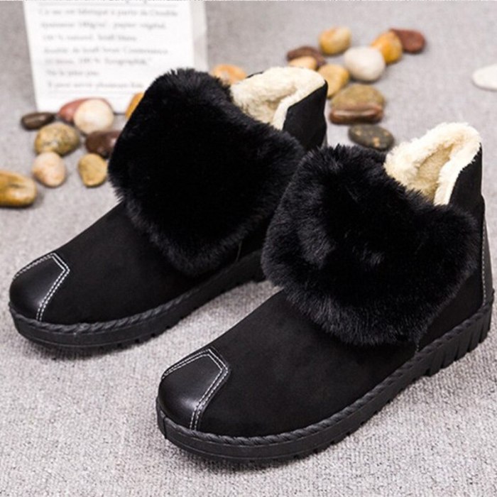 Women Snow Boots Shoes Ladies Plush Warm Casual Flats Fashion Ankle Boots Footwear