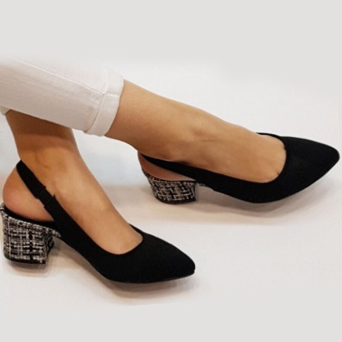 Women High heels Shoes Square Ladies Round Toe Square Heel Shoes