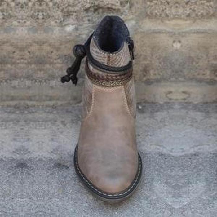 Women's Ankles Boots Buckle Round Toe Heel Ladies Short Boots Outdoor Casual