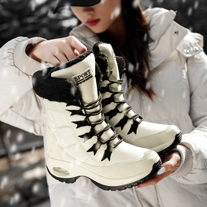 Women Snow Boots Warm Mid-Calf Snow Lace-up Female Casual Snow Boots