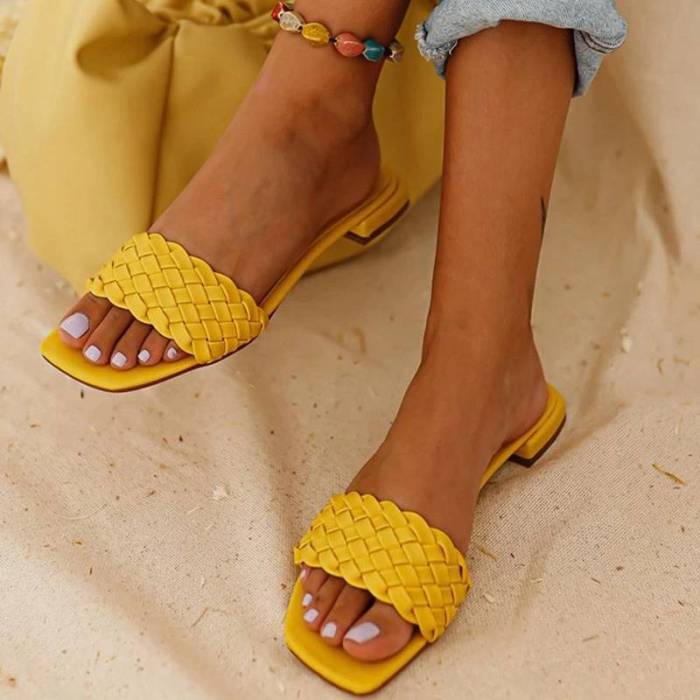 Women Slippers Summer Outdoor Casual Indoor Sandals Solid Elegant Beach Flat