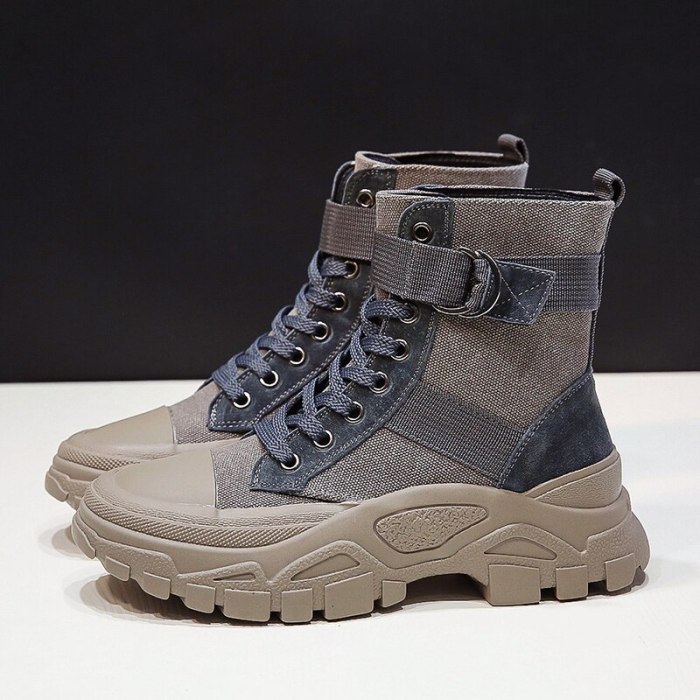 Women Ankle Boots Canvas Shoes female Round toe boots woman riding boots