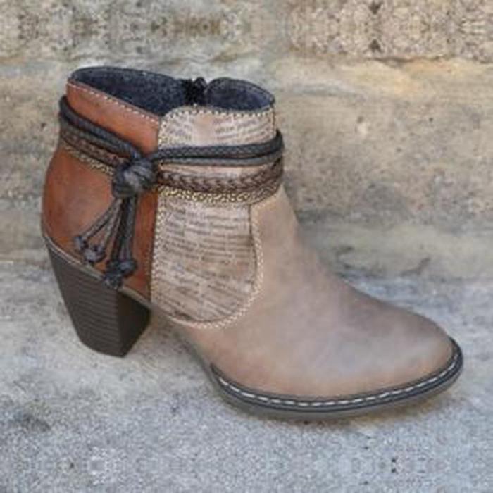 Women's Ankles Boots Buckle Round Toe Heel Ladies Short Boots Outdoor Casual