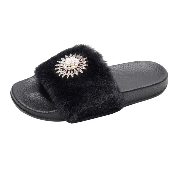 Women's Slipper Sandal With Faux Fur Shoe Womens Slippers Ladies' Shoes