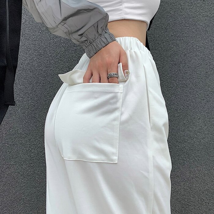 Streetwear Solid  Pants High Waisted Women Fashion Pants