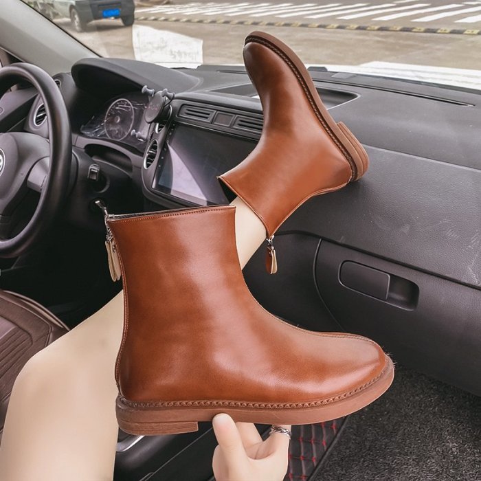 Ankle Boots Women Booties Leather Fashion Shoes Female