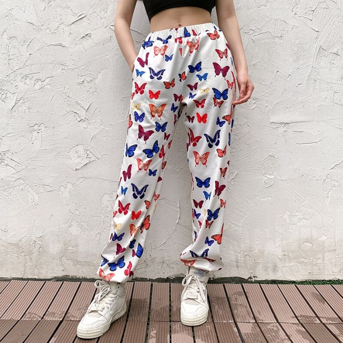 Printed Streetwear Pants Casual High Waist Pants Women