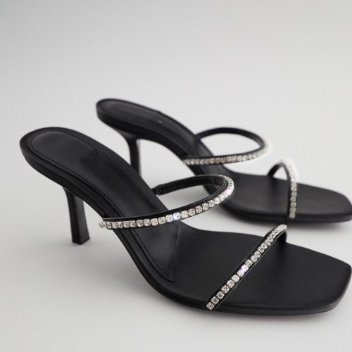 Women's Shoes Black Stiletto High Heel Sandals Female