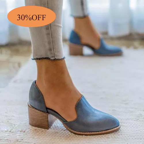 Women Spring Chunky Heel Casual Loafers Slip On Shoes