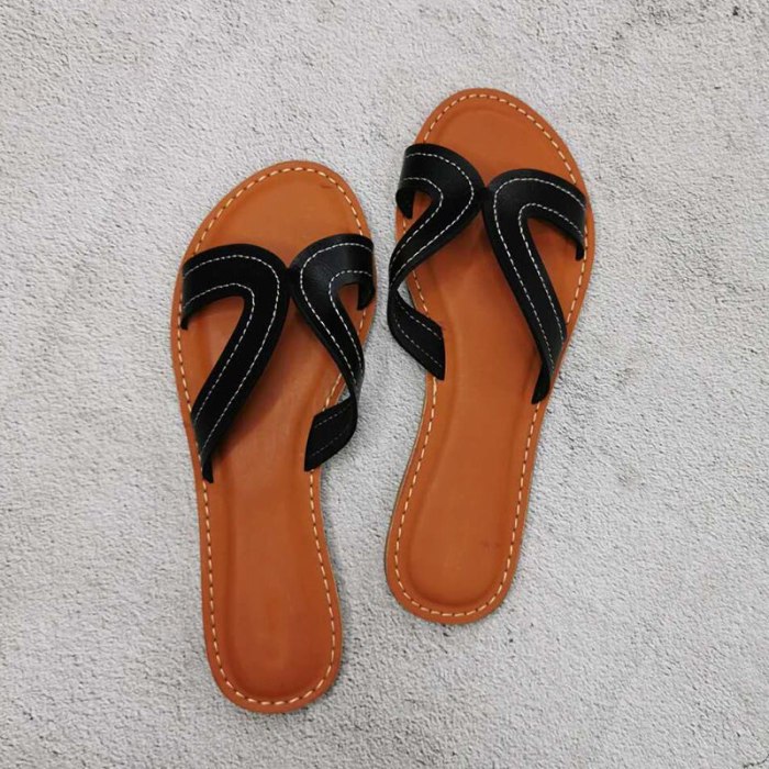 Woman Casual Beach Shoes Summer Fashion Flat Female Slippers Leather