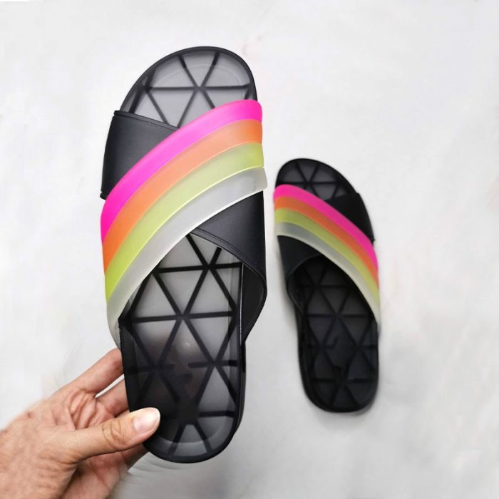Slides Shoes Fashion Rainbow Flat Women's Slippers